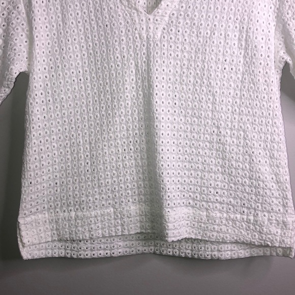 Theory Boho White Eyelet 100% Cotton Pullover Top - Picture 7 of 8
